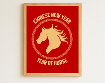Arte mural del Año Nuevo Chino 2026: decoración del hogar y póster para habitación, Año Nuevo Lunar (imprimible)