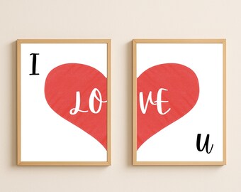 Arte de pared de San Valentín: te amo, póster de habitación, regalo del Día de San Valentín (imprimible)