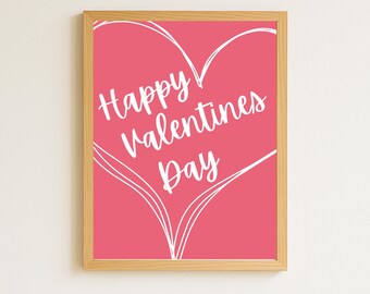 Arte de pared de San Valentín: Feliz día de San Valentín, póster de habitación, regalo del día de San Valentín (imprimible)
