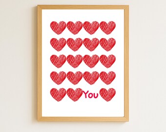 Arte de pared de San Valentín: te amo, póster de habitación, regalo del Día de San Valentín (imprimible)
