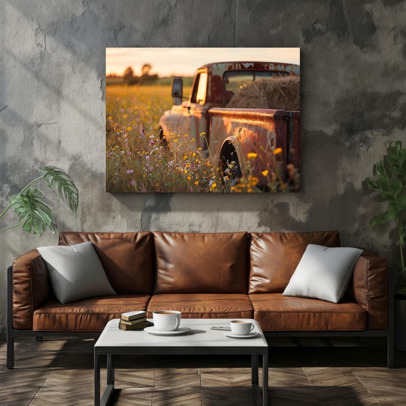 Vintage Truck Wall Art Rustic Truck Farmhouse Decor for Living Room ...