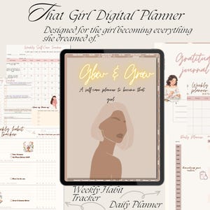 That Girl Digital Planner, Aesthetic Digital Planner, Self Care Planner, Glow Up Planner, Daily Routine Planner, 2025 Digital Planner.