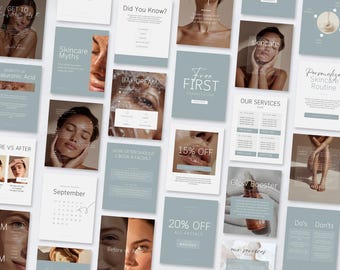 Instagram Templates for Estheticians & Beauty Salons | Editable Social Media Kit for Skincare Studios, Lash Artists and Wellness Brands