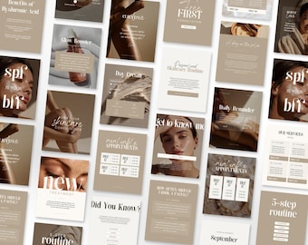 Esthetician Instagram Canva Templates for Beauty Salons, Skincare Studios, and Lash Artists | Social Media Kit with Stock Photos