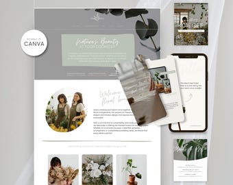 Floral Website Template: Editable Canva Landing Page Design