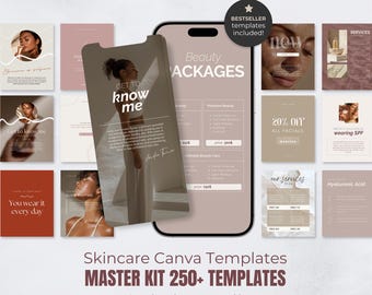 250+ Skincare Canva Template Kit, Esthetician Instagram Bundle (Digital Download)