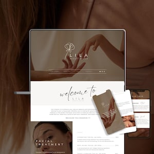 Canva Website Template for Estheticians Beauty Salons Skincare Studios Lash Artists Landing Page, Instagram Post & Story Templates