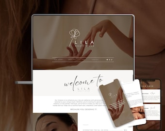 Canva Website Template for Estheticians Beauty Salons Skincare Studios Lash Artists Landing Page, Instagram Post & Story Templates