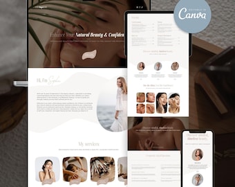 Editable Canva Website Template for Esthetician – Beauty Studio Landing Page, Mobile Friendly Website Design