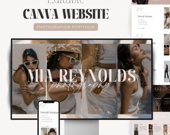 Photography Portfolio Website Canva Template: Editable Landing Page