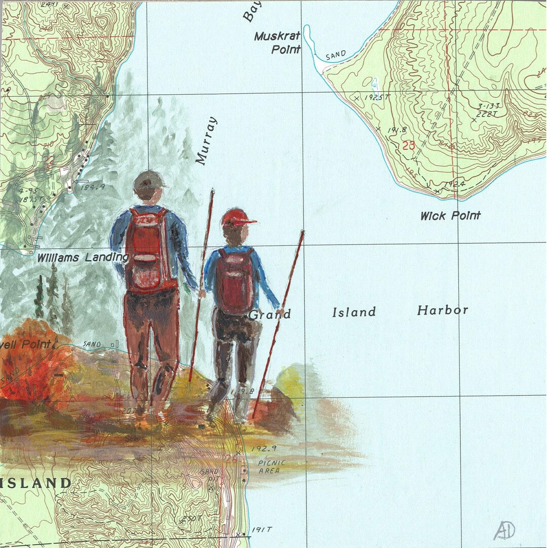Hike Pictured Rocks, PRINT of an Original on United States Geological ...