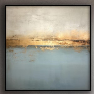 Abstract White, Blue And Gold, 100% Handmade, Textured Painting, Acrylic Abstract Oil Painting, Wall Decor Living Room, Office Wall Art