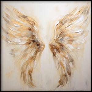 Golden Abstract Angel Wings, Gold 100% Hand Painted Oil Painting, Original Textured Wall Decor for Living Room & Office, Abstract Canvas Art