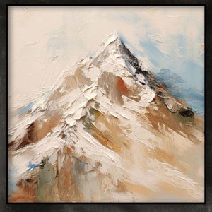 Snowy Mountains, Mountain Landscape, Abstract Mountains, 100% Hand Painted, Textured Painting, Abstract Oil Painting, Wall Decor Living Room