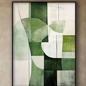 Handmade Green Abstract Oil Painting on Canvas: Modern Geometric Art - Etsy