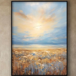 Wheat Fields Oil Painting, Sunset Painting,Nature Landscape, Textured, 100% Handmade, Textured Painting, Acrylic Abstract Oil Paintİng Art