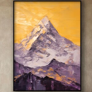 Purple Mountain, 100% Hand Painted, Textured Painting, Acrylic Abstract Oil Painting, Wall Decor Living Room, Office Wall Art