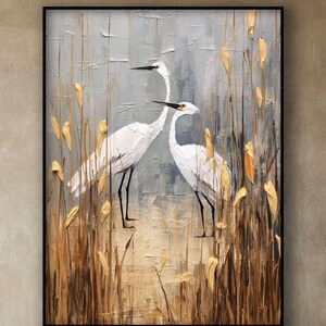 Storks, 100% Hand Painted, Textured Painting, Abstract Oil Painting, Acrylic Painting, Wall Decor Living Room, Office Wall Art