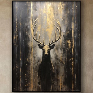 Deer Portrait Painting, 100% Handmade, Deer Oil Painting, Textured Painting, Acrylic Abstract Oil Painting, Wall Decor Living Room, Modern