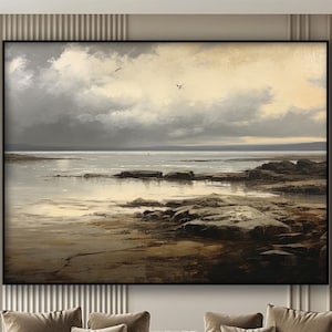 Abstract Seascape Painting Large Original Blue Ocean Abstract Painting On Canvas Large Cloud Canvas Painting Beach Abstract Painting