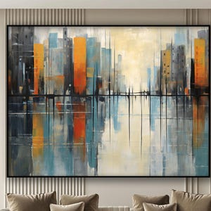 Abstract Colorful Cityscape, New York City, 100% Hand Painted Oil Painting, Textured Wall Decor for Living Room & Office, Canvas Art