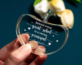 Custom Principal Crystal Paperweight, Christmas Gift for Teacher, Personalized Principal Gifts