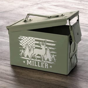 Custom Hunting Ammo Box for Him, Personalized Groomsmen Gifts, Fathers Day Gifts, Engraved Tool Box
