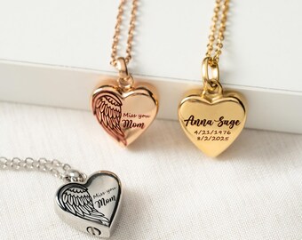 Engraved Memorial Cremation Urn Necklace - Custom Cremation Jewelry Ashes Holder, Personalized Christmas Sympathy Gift