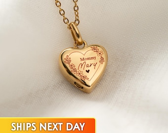 Custom Gold Heart Ashes Holder Necklace, Personalized Memorial Urn Necklace, Engraved Memorial Jewelry For Women
