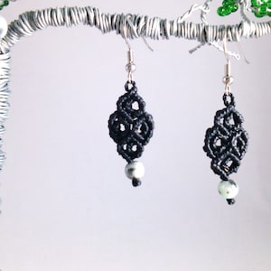 Light Seafoam Green Sesame Jasper Macramé Earrings image 2