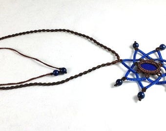 Beaded Lapis Lazuli Macramé Mandala Necklace
