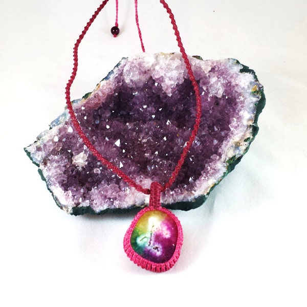 Solar Quartz Micro Macramé Necklace