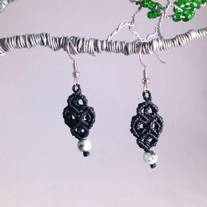 Light Seafoam Green Sesame Jasper Macramé Earrings image 1