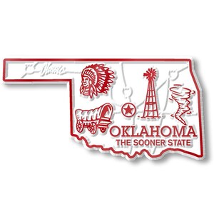 Oklahoma - Karta över delstaten Oklahoma - Samlarmagnet för souvenirer, tillverkad i USA