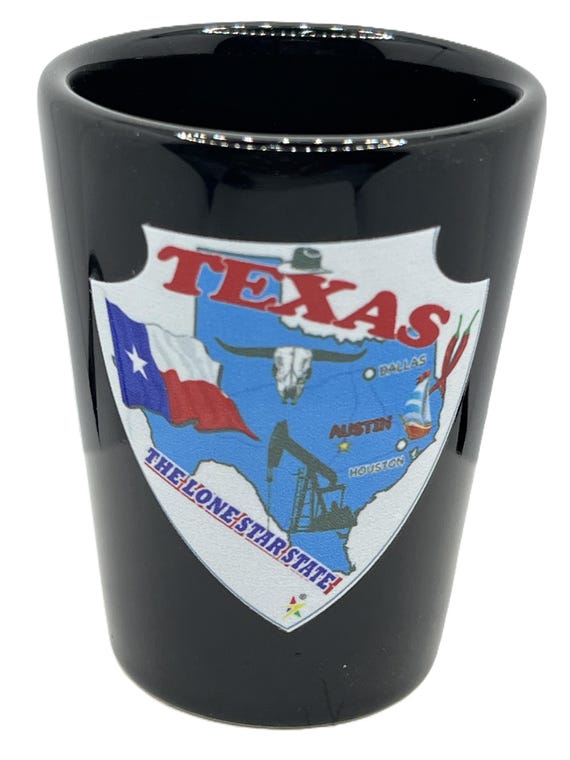 Texas Shield Design Ceramic Black Souvenirs Shot Glass 2 Oz - Etsy