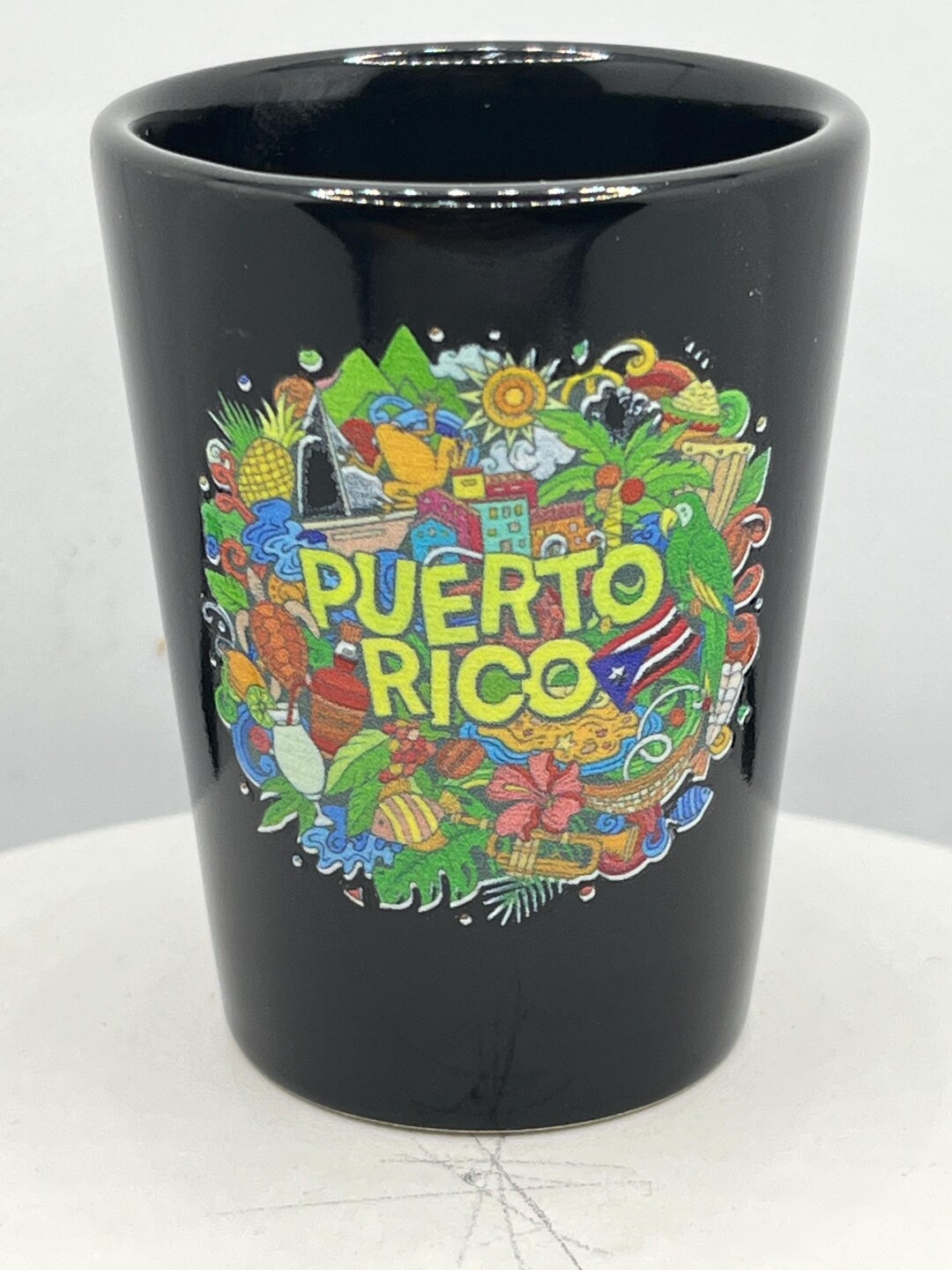 Puerto Rico Rocks Glasses Puerto Rico Ceramic Black Souvenirs Shot Glass 2 Oz - Etsy