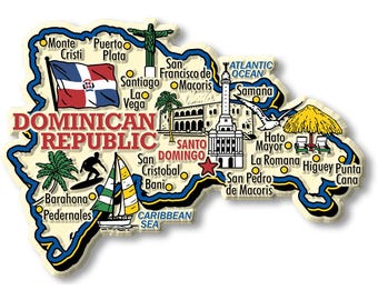 Dominican Republic Country Map Shape Jumbo Magnet, Collectible Souvenirs and Gifts Made in the USA