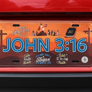 John 3:16 Aluminum Embossed License Plate Tag Size - 12"x6"