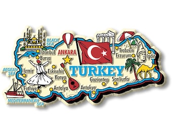 Türkei Country Map Form Jumbo Magnet, Sammlerstücke Souvenirs und Geschenke Made in den USA