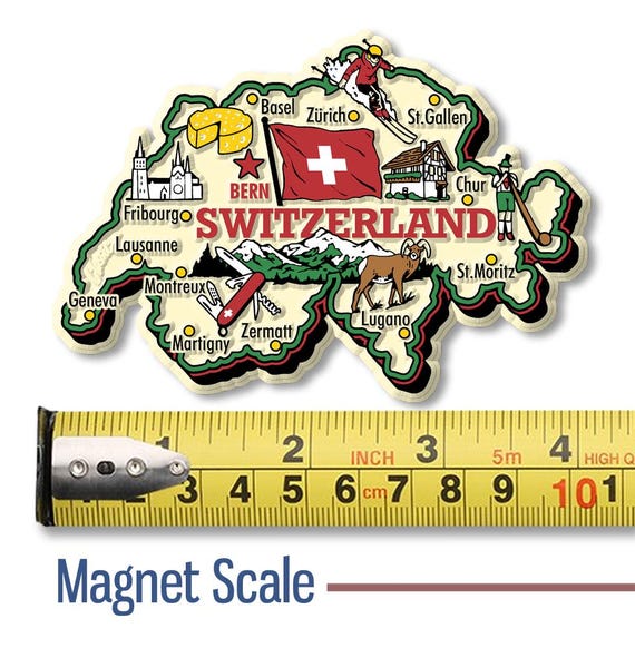 スイスの国地図型ジャンボマグネット、コレクターズアイテム、お土産