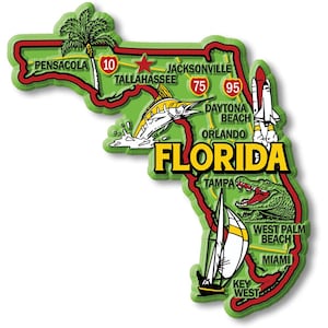 Färgglada Florida State Magnet Samlarsouvenirer Tillverkade i USA