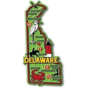 Delaware Colorful State Magnet Collectible Souvenirs Made in the USA