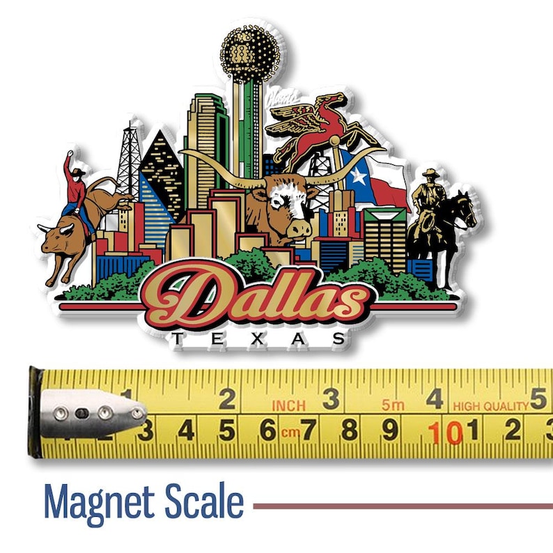 Dallas Texas Script Leather Magnet Block Style