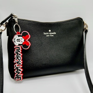 Porte-clés Minnie Mouse personnalisé, rentrée des classes, porte-clés Disney, cadeaux, étiquette de sac à main, sac à dos, bagage, Walt Disney, cadeaux pour enfants