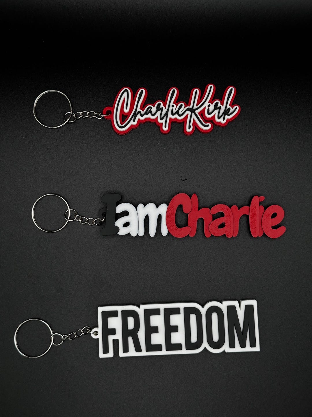 3D Printed Charlie Kirk Keychain, Freedom Keychain - Etsy
