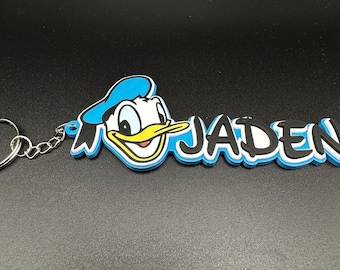 Chaveiro personalizado do Pato Donald, etiqueta para mochila da Disney