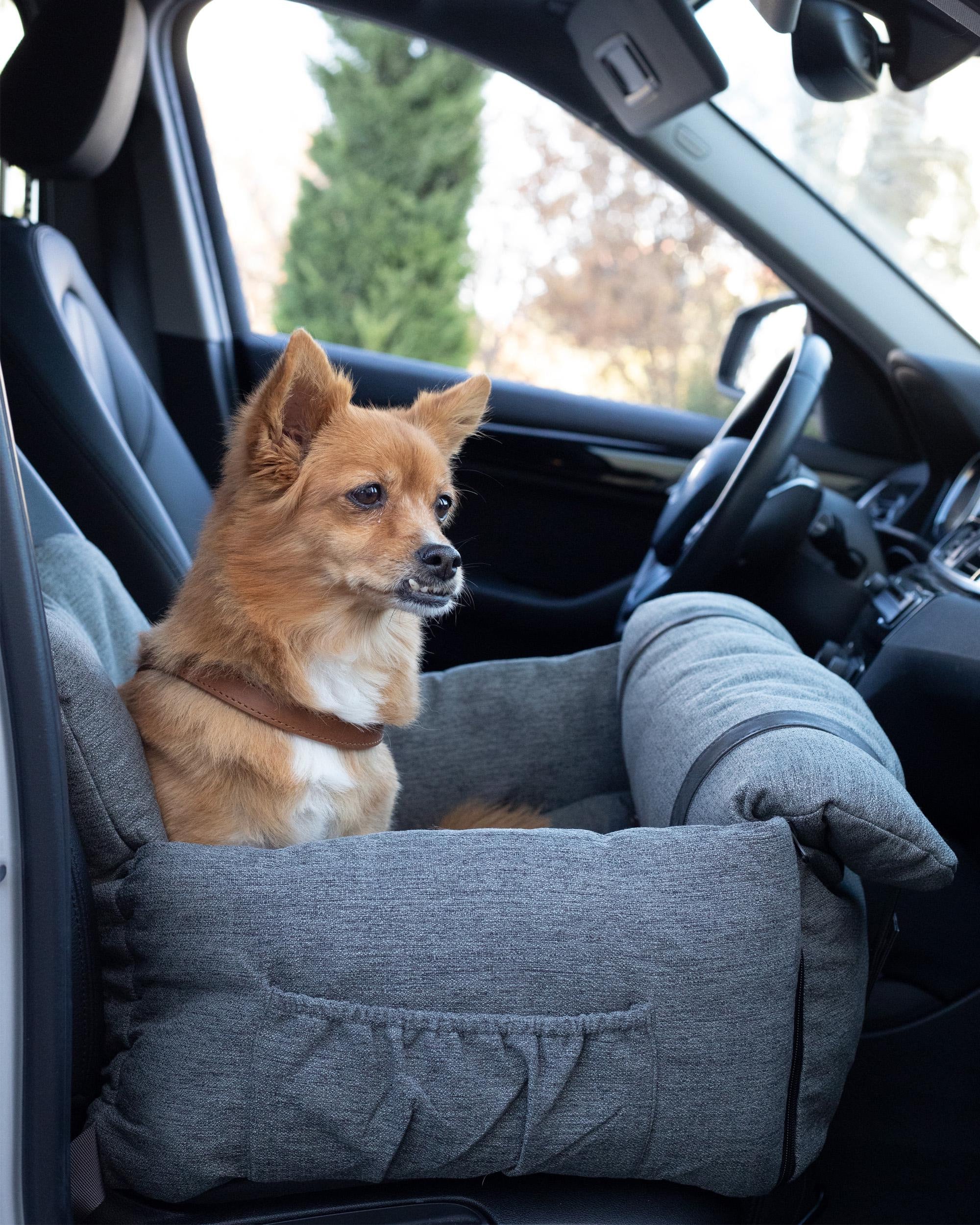 Luxury Dog Car Seat | Water + Dirt Repellent Soft Sofa Fabric | Safety Travel Seat for Small and Medium Pets | Comfortable Car Seat Booster