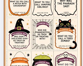27 Halloween-grappen voor in de broodtrommel voor kinderen, griezelige moppen, digitale download, PDF