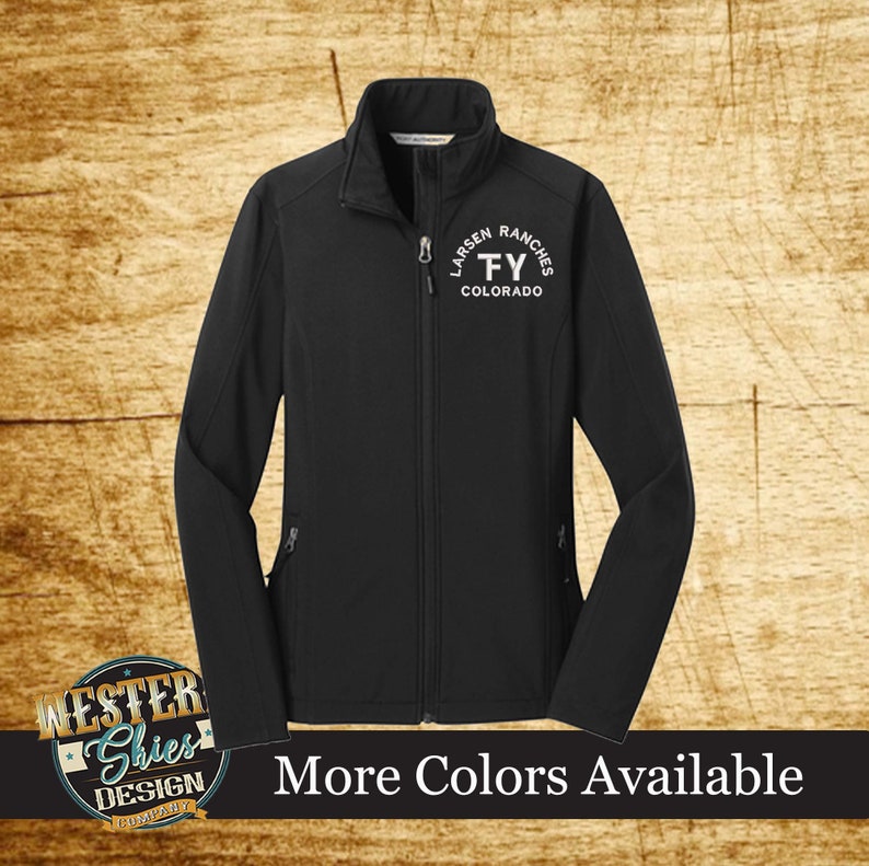 Ladies Softshell Jacket Custom Branded Livestock Brand-Farm and Ranch Logo-Personalized-Ranchwear-Outerwear-Club Jacket image 1