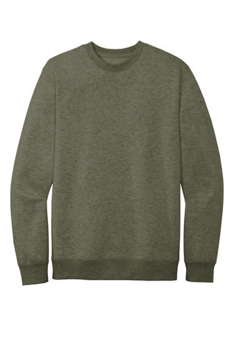 District V.I.T Fleece Crew Sweatshirt Add your custom embroidery Heathered Olive